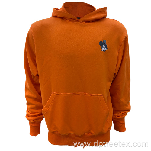 Custom Men's Embroidery Logo Distressed Hem Pullover Hoodies